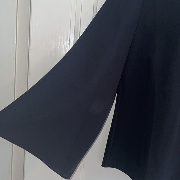 Chico’s black polyester blouse with bell sleeves & half moon cutout at neck - Picture 6 of 10